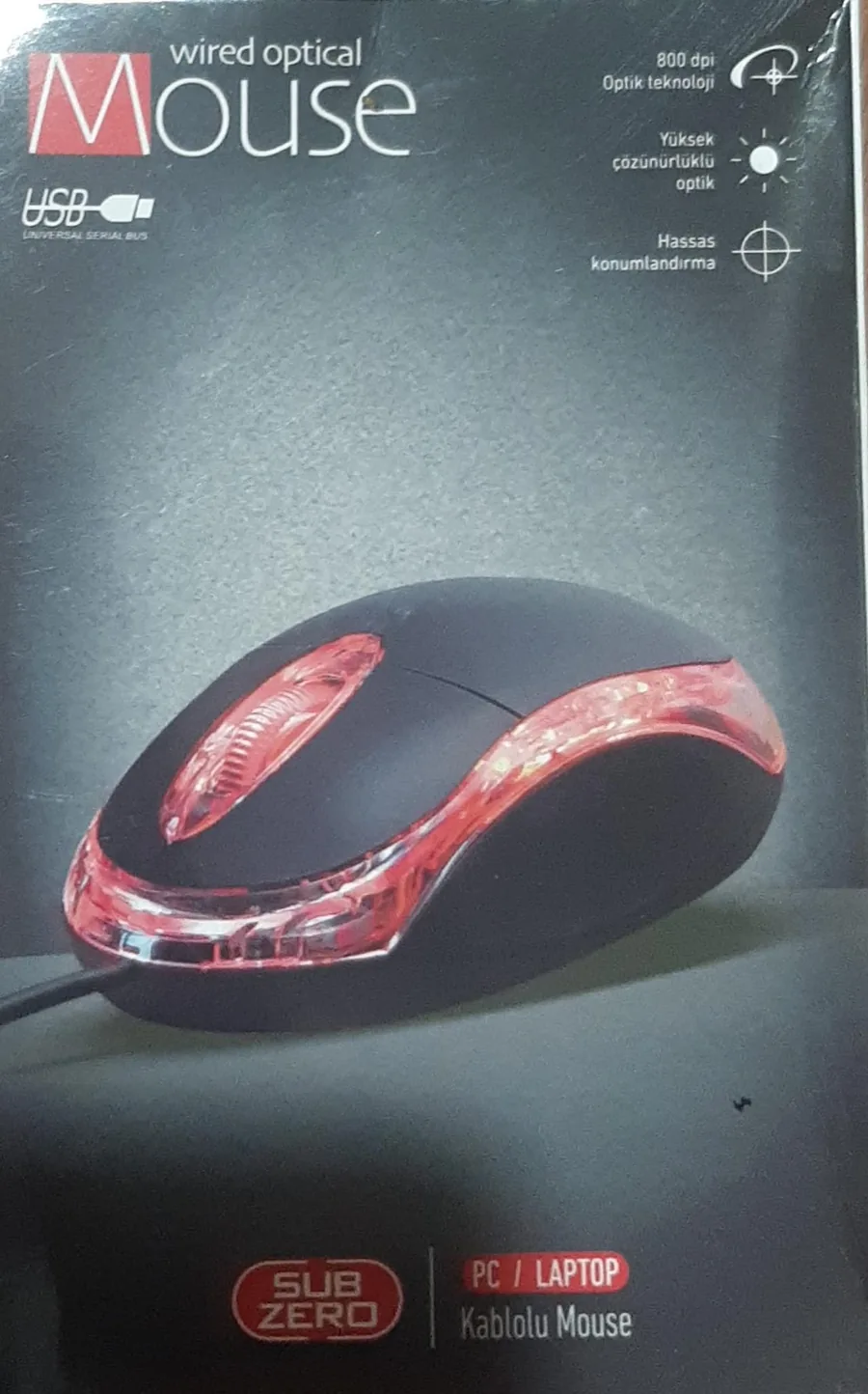 Sub Zero kablolu optik mouse