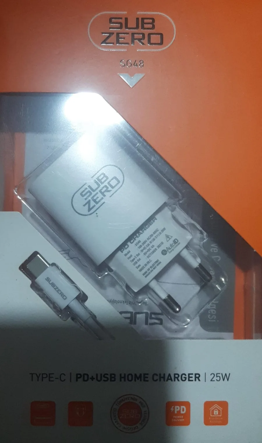 Sub Zero SG48 Type-C PD+USB Ev Şarj Cihazı 25W