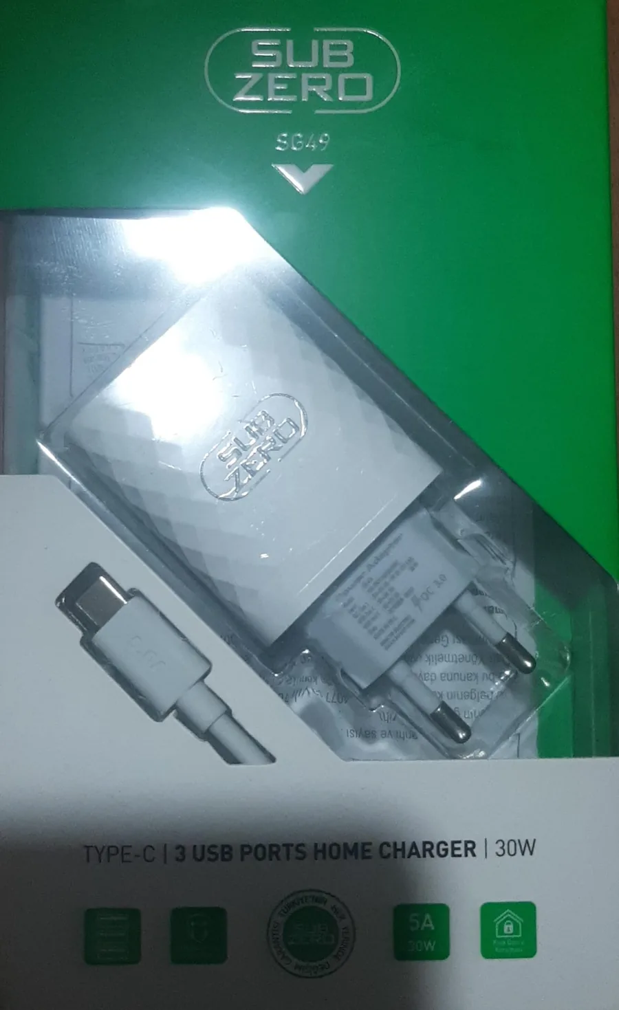 Sub Zero SG49 Type-C 3 Port Ev Şarj Cihazı 30W