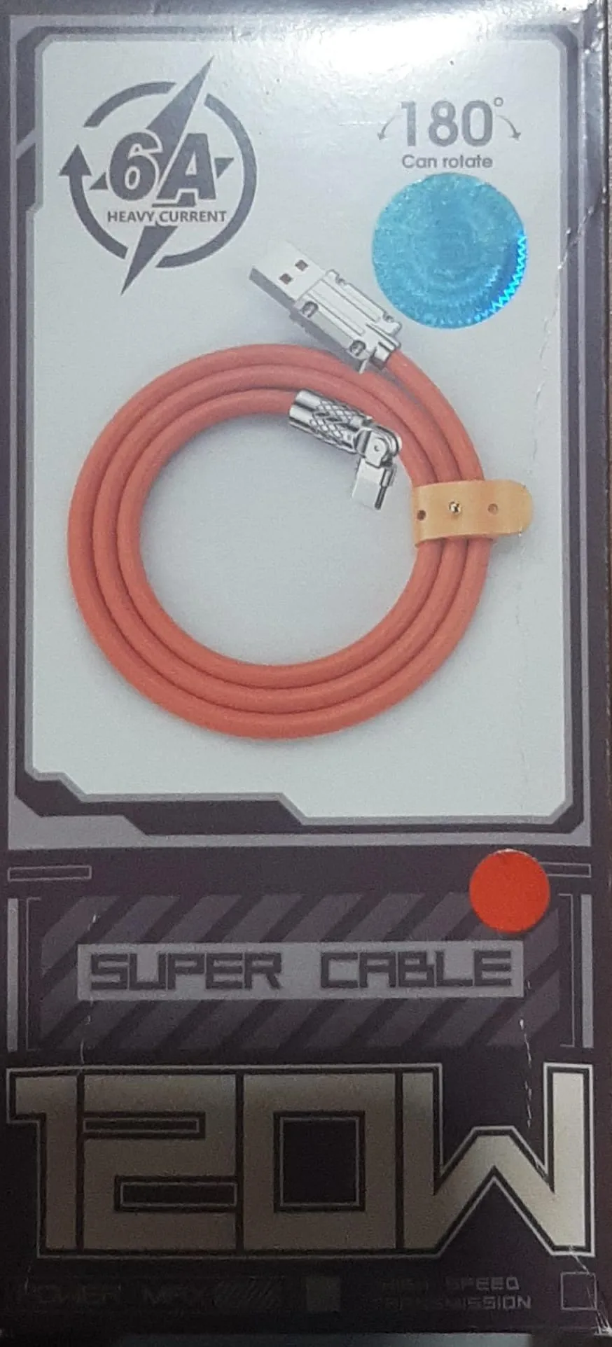 Super Cable 120W 6A USB Type-C şarj kablosu
