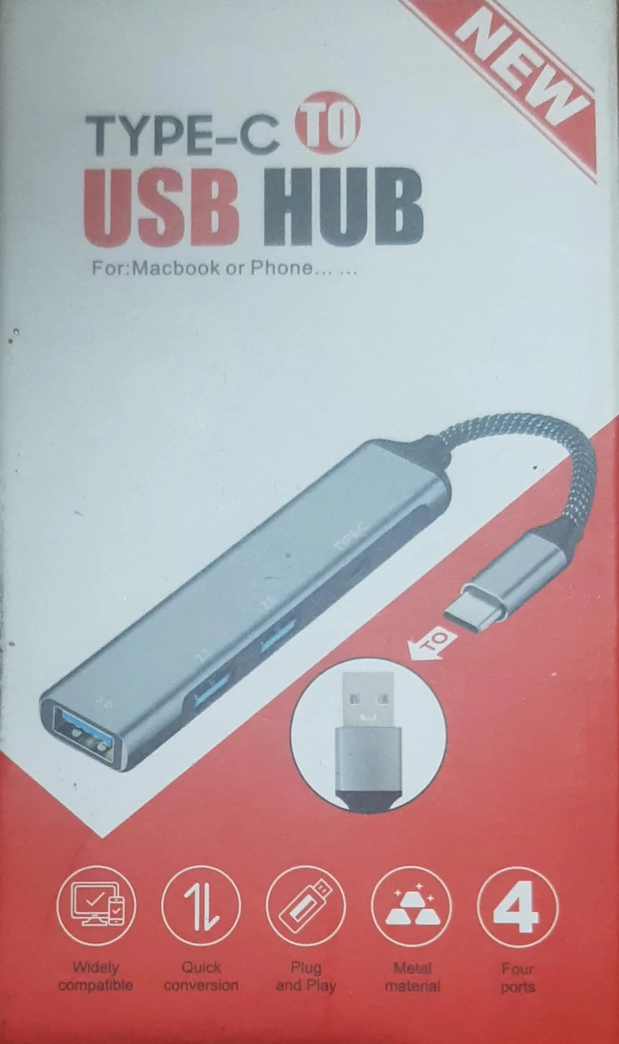 Type-C to USB Hub 4 Port